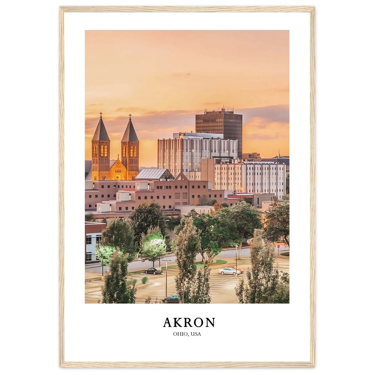 Akron Print Akron Photo Poster Akron Travel Wall Art Akron Map Print Akron Photo - MOMIMA