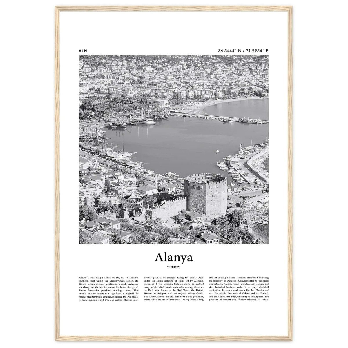 Alanya Minimalist Turkey Travel Poster for Home Decor - MOMIMA