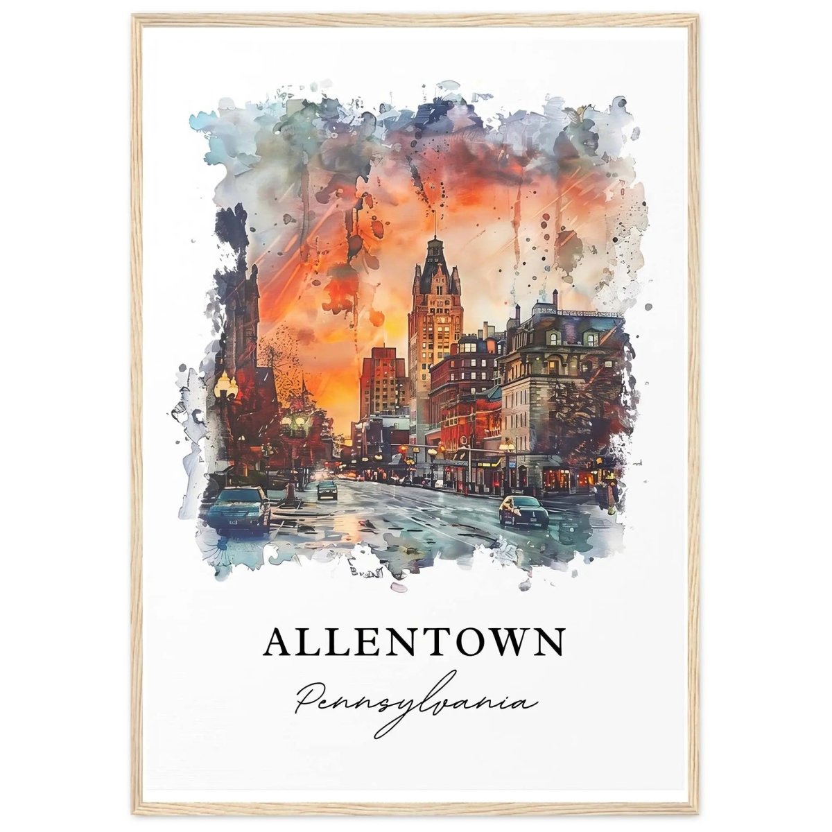 Allentown Pa Wall Art Allentown Print Allentown Pa Watercolor Allentown Penn Gif - MOMIMA
