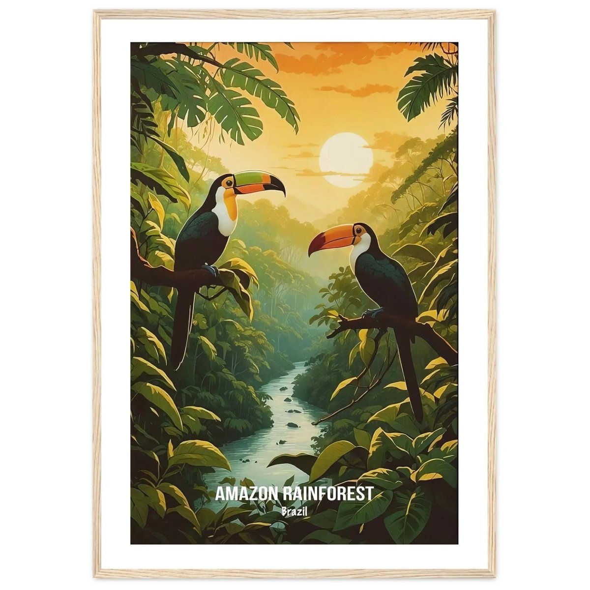 Amazon Rainforest Brazil Travel Poster Jungle Art Print Nature Decor Eco Gift Ad - MOMIMA