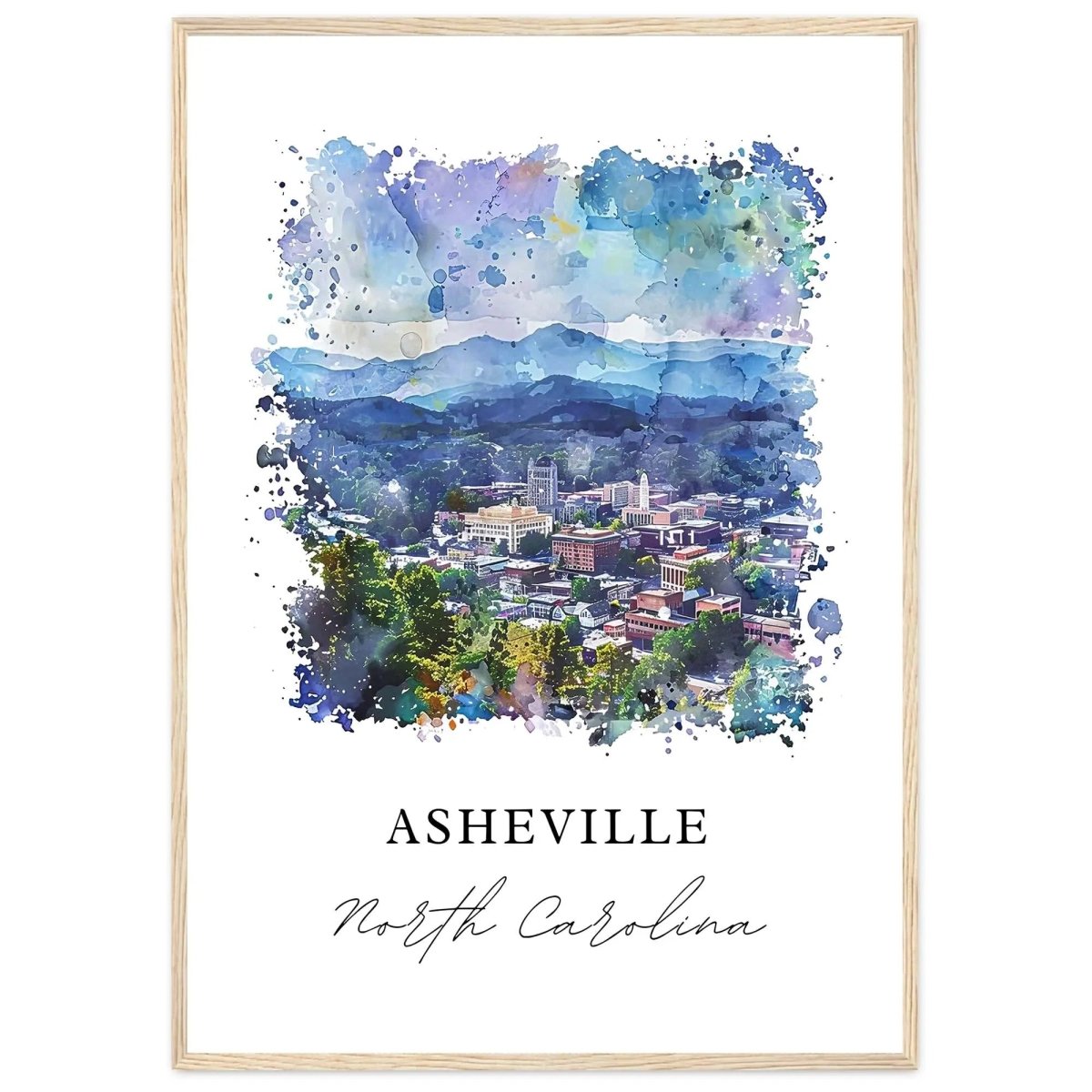 Asheville Nc Wall Art Asheville Print Asheville North Carolina Watercolor Ashevi - MOMIMA