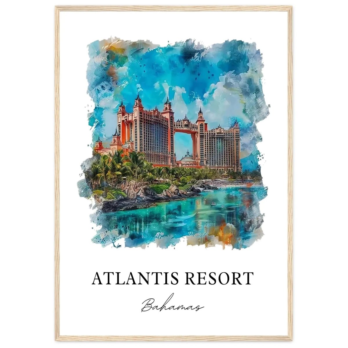Atlantis Bahamas Art Atlantis Print Atlantis Paradise Island Watercolor Atlantis - MOMIMA