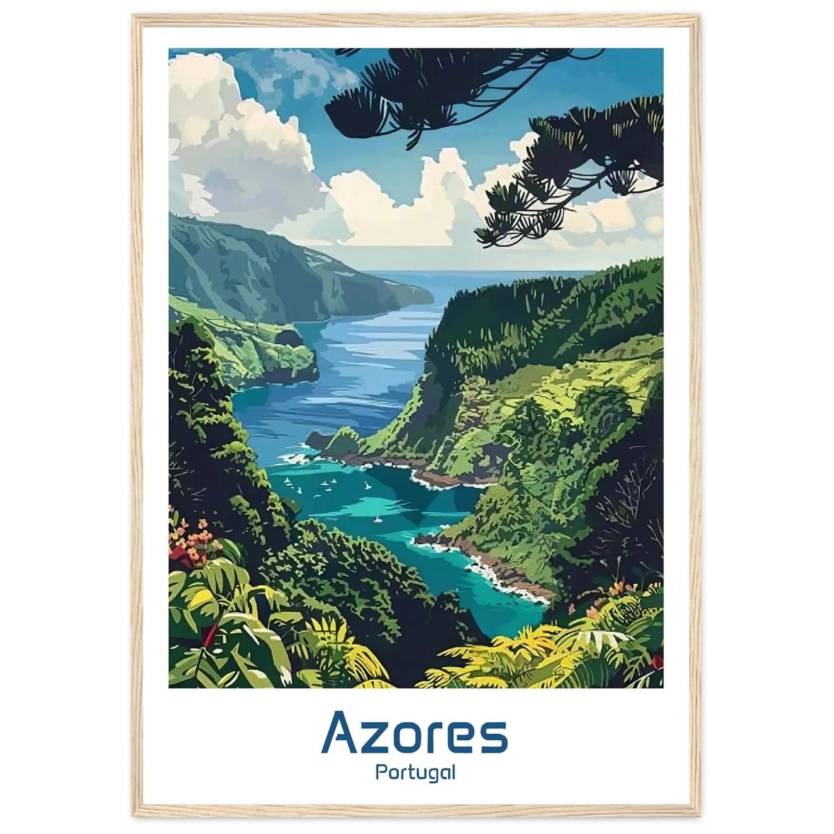 Azores Travel Poster Portuguese Island Wall Art Scenic Landscape Print Azores Po - MOMIMA