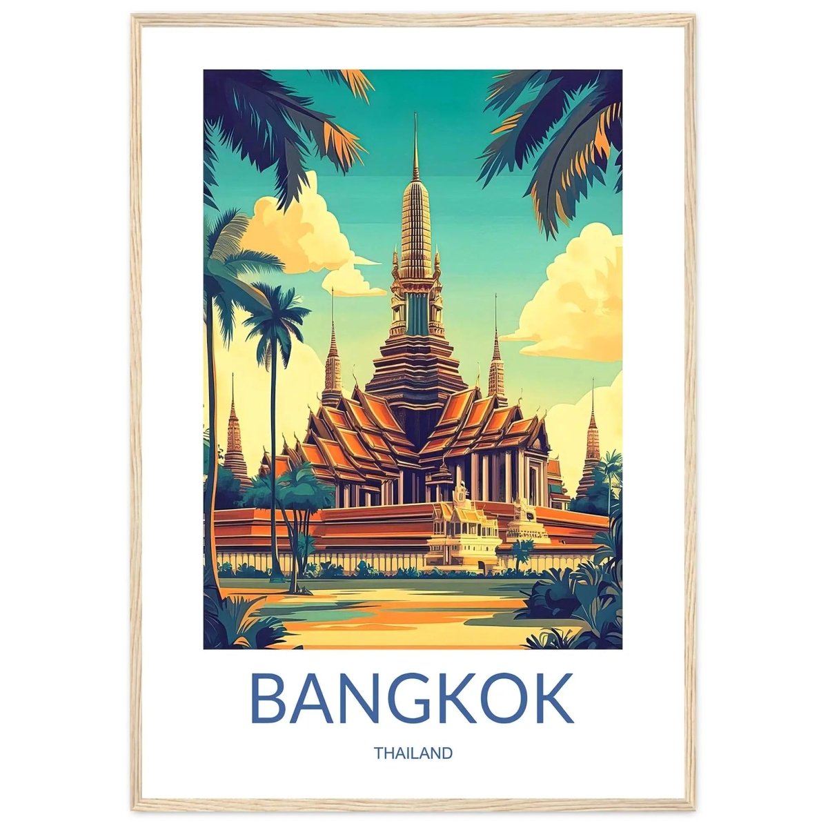 Bangkok Temple Poster Thailand Wat Architecture Thai Heritage Wall Art Southeast - MOMIMA