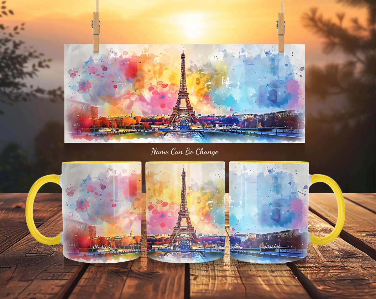 City of Love Mug – Watercolor Eiffel Tower Reflection - Eiffel Tower mug - MOMIMA