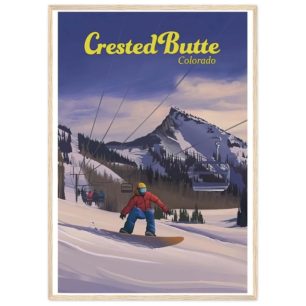 Crested Butte Snowboarding Poster Colorado Ski Resort Rocky Mountains Usa Nation - MOMIMA