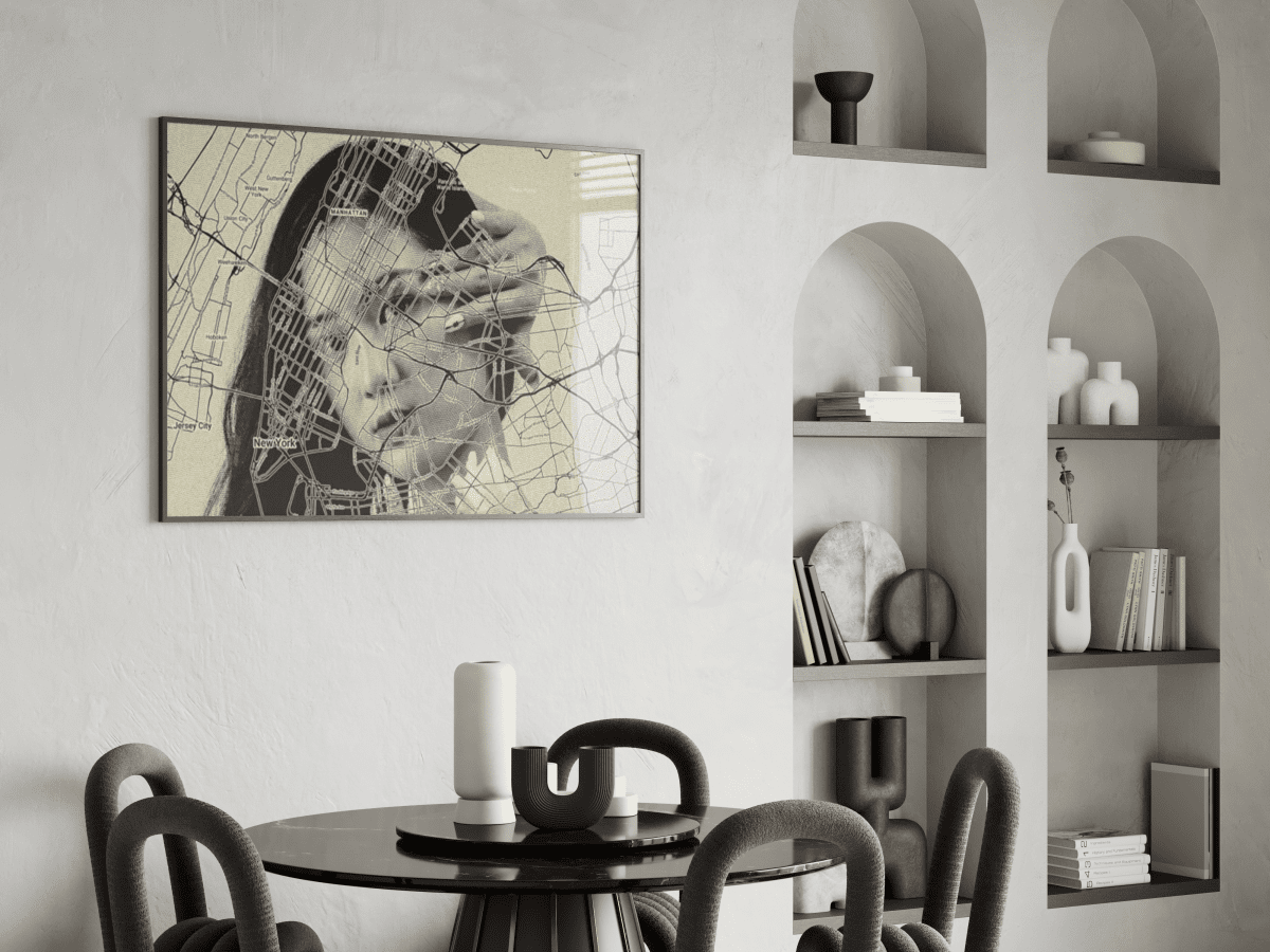 Custom Map Portrait Art - Personalized Engraved Effect Poster & Canvas - MOMIMA