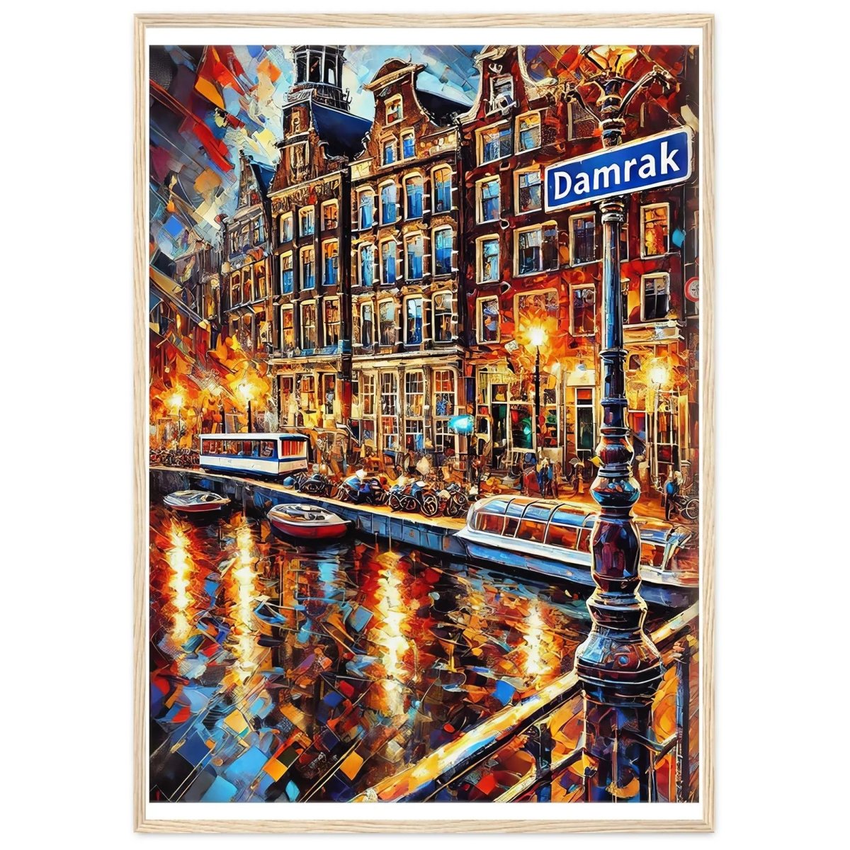 Damrak Amsterdam wall art print, cityscape travel poster featuring Damrak street - MOMIMA