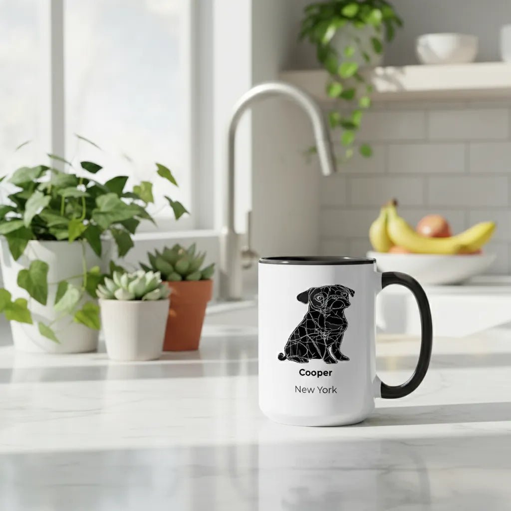 Funny Pug Custom Map Mug - "Pug Life" Personalized City & Name Coffee Cup - MOMIMA