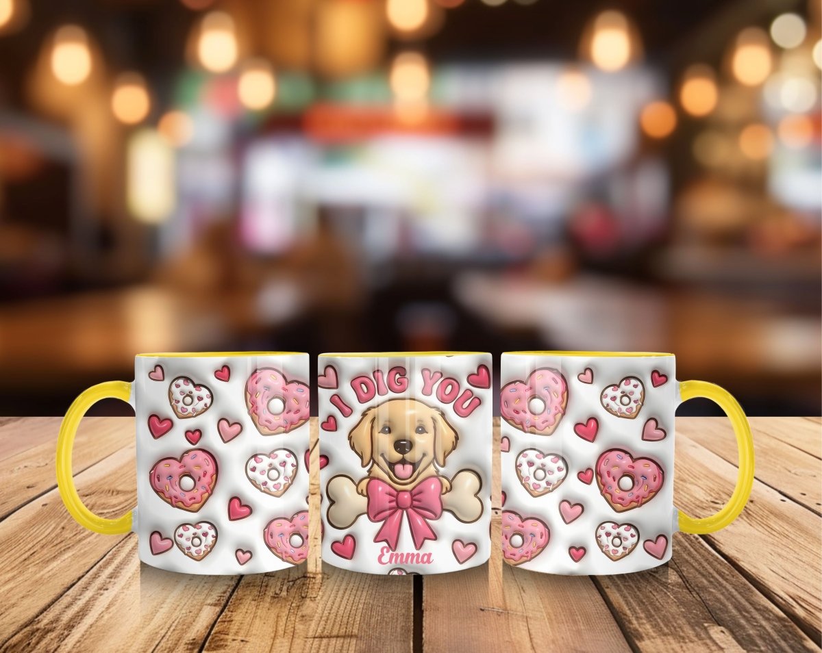 "I Dig You" Golden Retriever Mug – Personalized Cute Puppy & Donuts Gift - MOMIMA