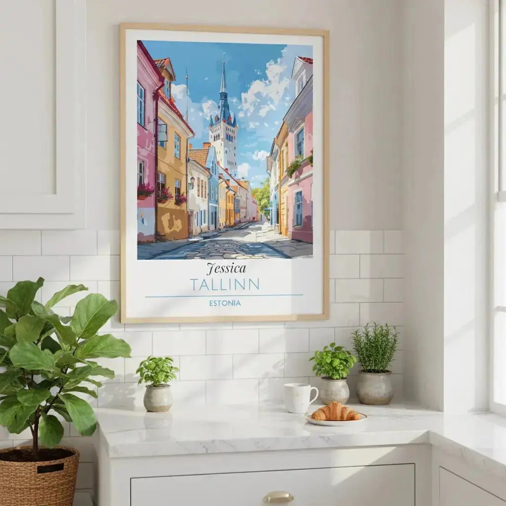 Tallinn Estonia Travel Poster - Personalized Custom Name Print - Old Town Street Art - Estonian Gift - MOMIMA