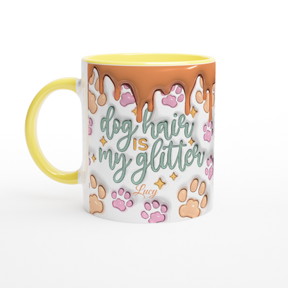 Personalized "Dog Hair Is My Glitter" Mug – Funny 3D-Style Puffy Art Gift for Dog Moms