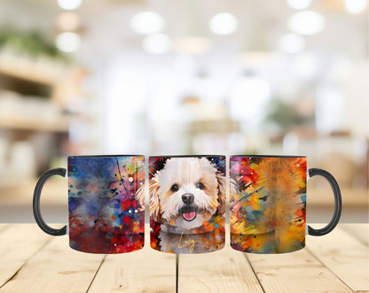 Custom Pet Portrait Watercolor Mug - Personalized Dog Photo Mug with Name