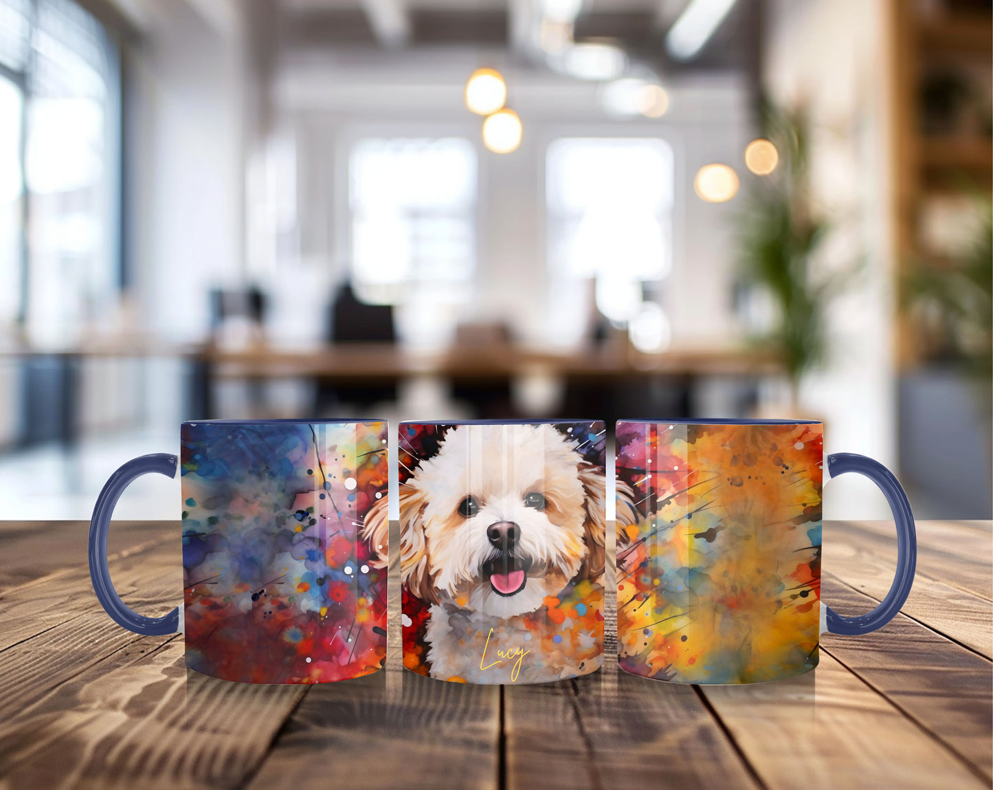Custom Pet Portrait Watercolor Mug - Personalized Dog Photo Mug with Name