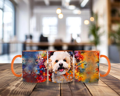 Custom Pet Portrait Watercolor Mug - Personalized Dog Photo Mug with Name