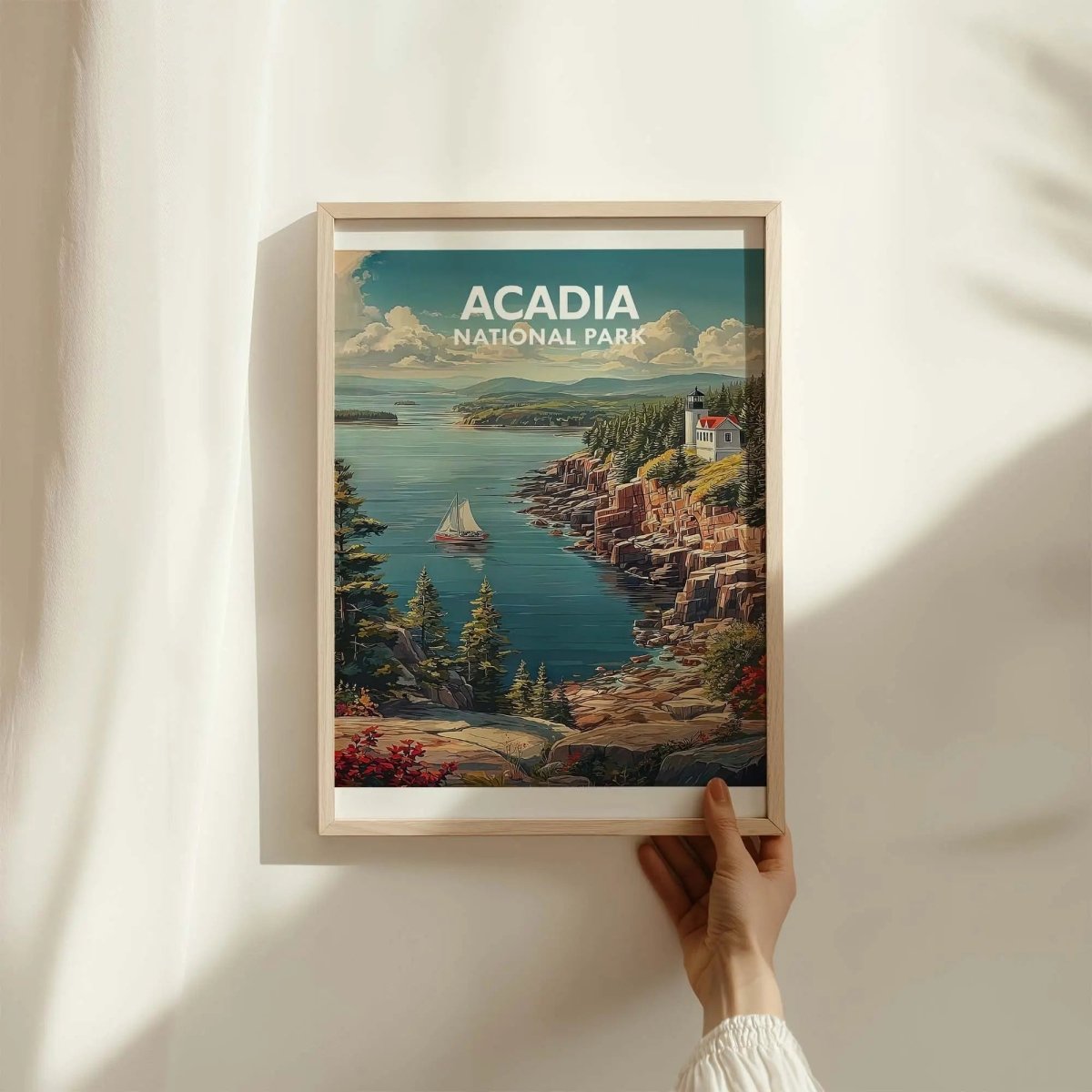 Acadia National Park Travel Poster - Vintage Maine Coastal Landscape Wall Art Pr - MOMIMA