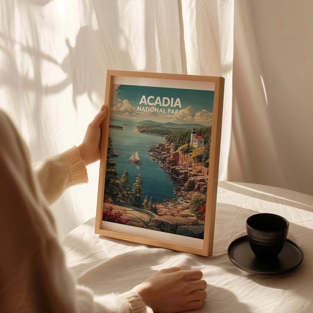 Acadia National Park Travel Poster - Vintage Maine Coastal Landscape Wall Art Print - MOMIMA
