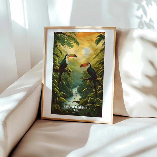 Amazon Rainforest Brazil Travel Poster Jungle Art Print Nature Decor Eco Gift Ad - MOMIMA