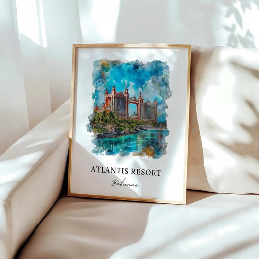 Atlantis Bahamas Art Atlantis Print Atlantis Paradise Island Watercolor Atlantis - MOMIMA