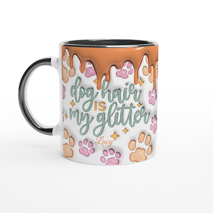 Personalized "Dog Hair Is My Glitter" Mug – Funny 3D-Style Puffy Art Gift for Dog Moms