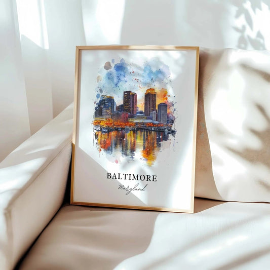 Baltimore Md Wall Art Baltimore Print Baltimore Watercolor Art Baltimore Marylan - MOMIMA