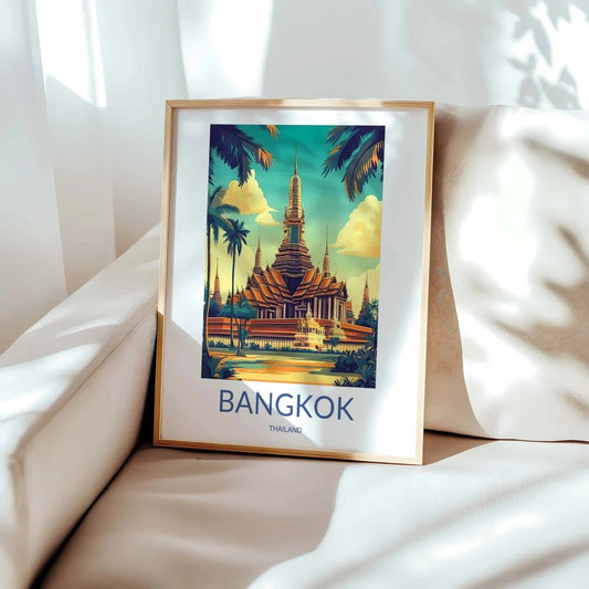 Bangkok Temple Poster Thailand Wat Architecture Thai Heritage Wall Art Southeast - MOMIMA