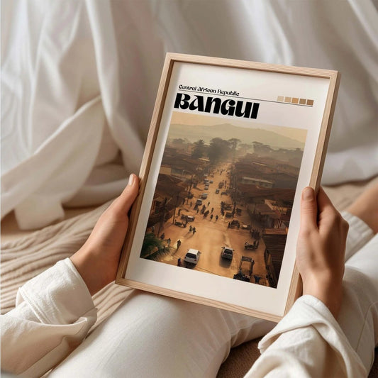 Bangui Central African Republic Travel Poster African City Wall Art Print Vintag - MOMIMA