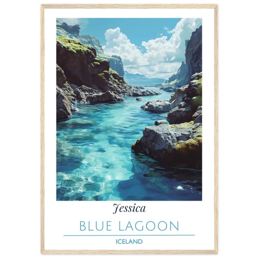 Blue Lagoon Iceland Travel Poster - Personalized Custom Name Print  - Spa & Bathroom Decor - MOMIMA
