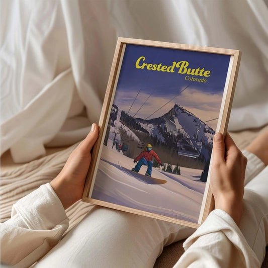 Crested Butte Snowboarding Poster Colorado Ski Resort Rocky Mountains Usa Nation - MOMIMA