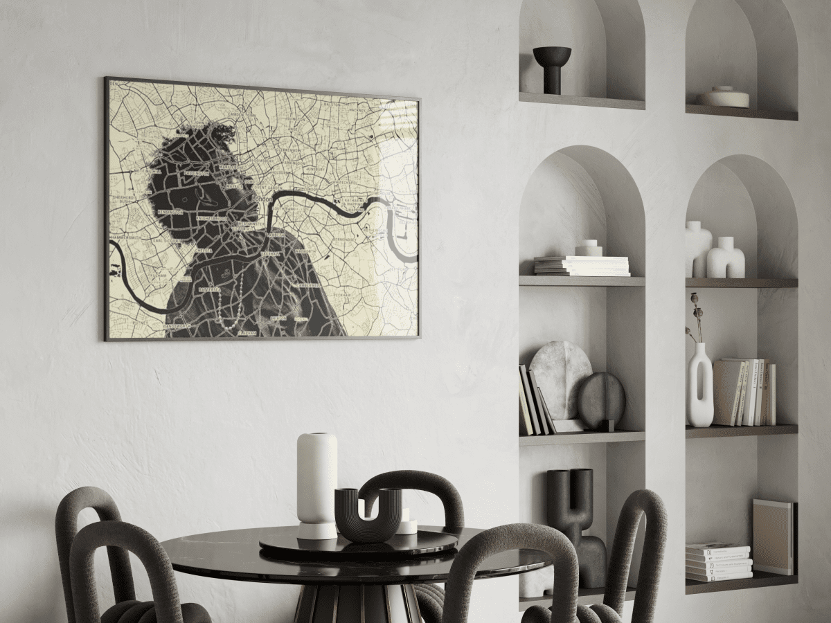 Custom Map Portrait Art - Personalized Engraved Effect Poster & Canvas - MOMIMA