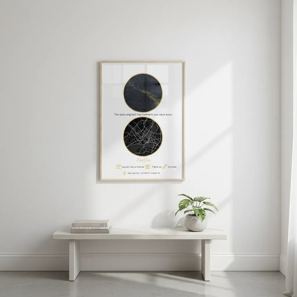 Personalized Night Sky Map - Baby Shower Gift - Premium Birth Date Art Print - MOMIMA