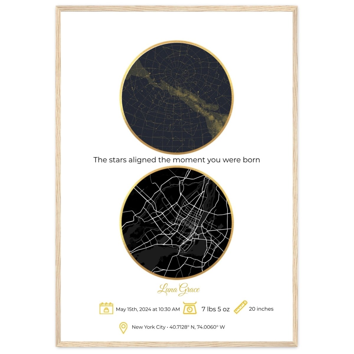 Personalized Night Sky Map - Baby Shower Gift - Premium Birth Date Art Print - MOMIMA