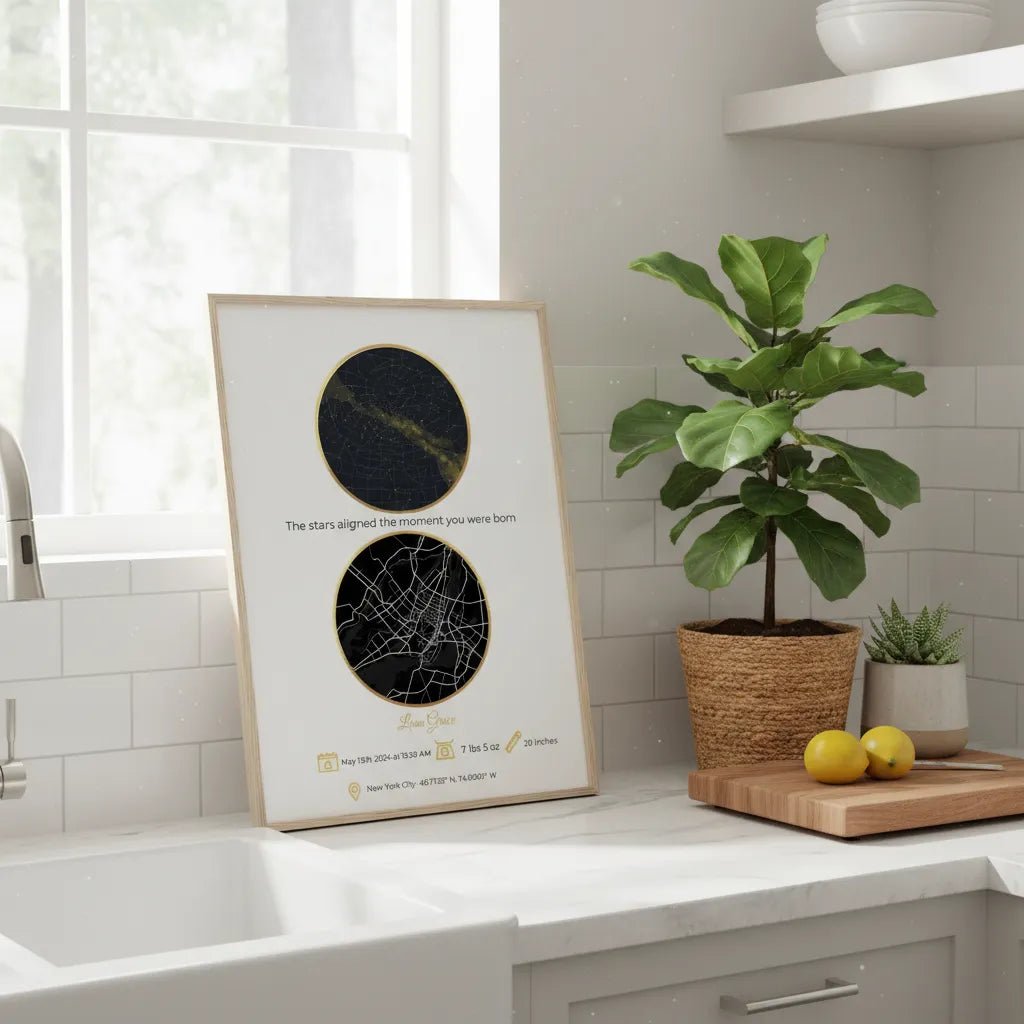 Personalized Night Sky Map - Baby Shower Gift - Premium Birth Date Art Print - MOMIMA