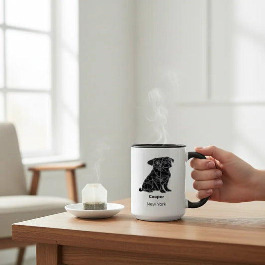 Funny Pug Custom Map Mug - "Pug Life" Personalized City & Name Coffee Cup - MOMIMA