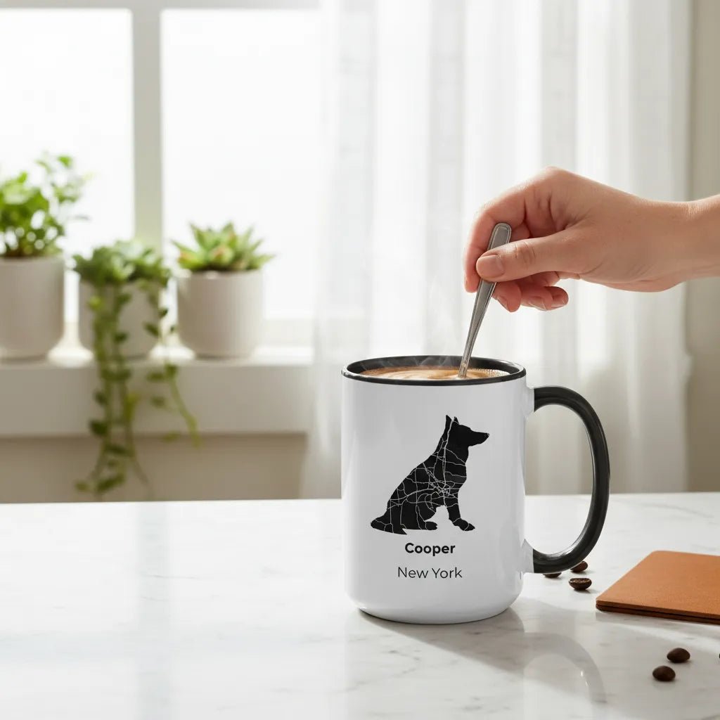 German Shepherd Custom Map Mug - Loyal Guardian Personalized Name & City Gift - MOMIMA
