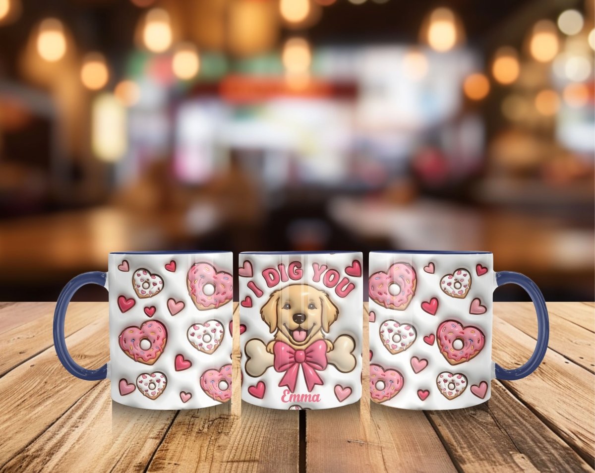 "I Dig You" Golden Retriever Mug – Personalized Cute Puppy & Donuts Gift - MOMIMA