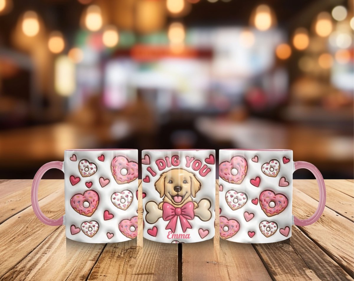"I Dig You" Golden Retriever Mug – Personalized Cute Puppy & Donuts Gift - MOMIMA