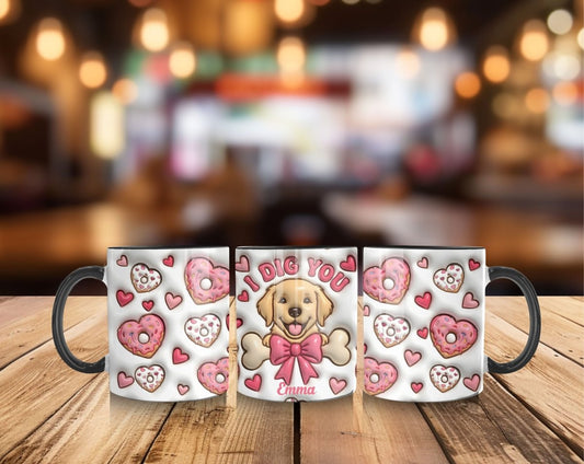 "I Dig You" Golden Retriever Mug – Personalized Cute Puppy & Donuts Gift - MOMIMA