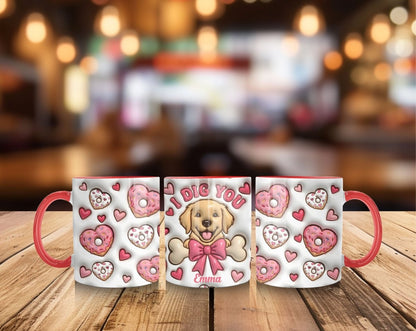 "I Dig You" Golden Retriever Mug – Personalized Cute Puppy & Donuts Gift - MOMIMA