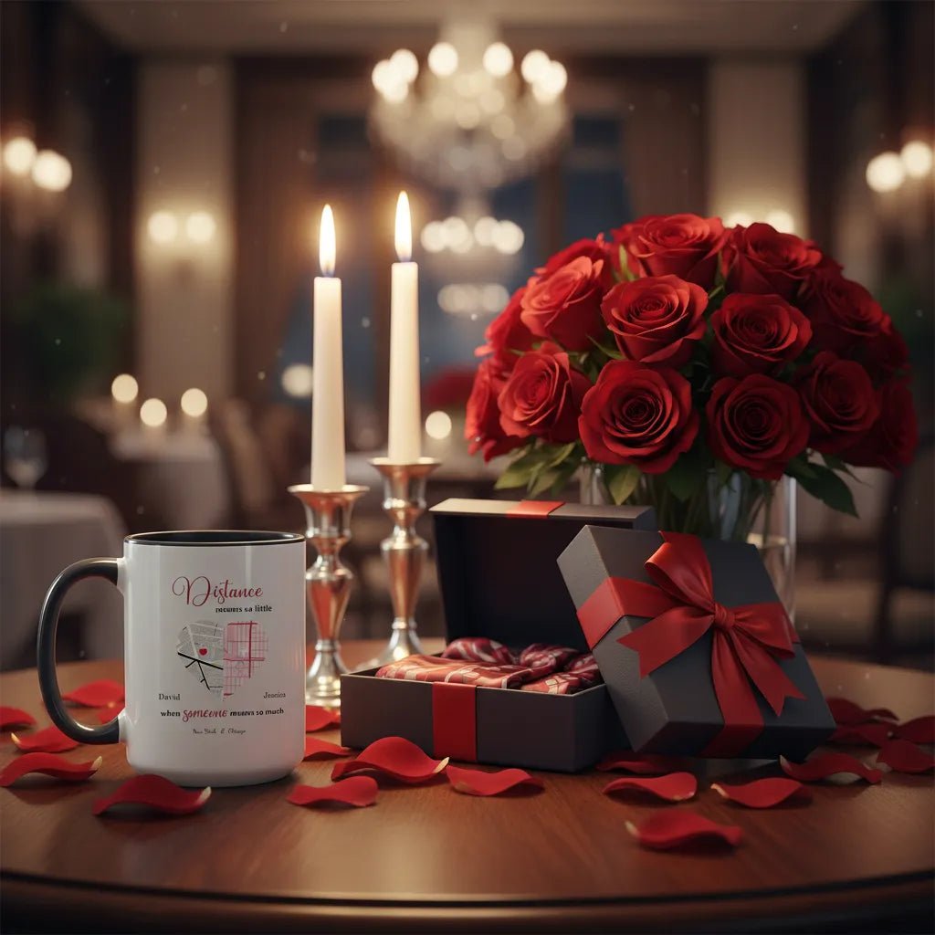 Long Distance Relationship Custom Map Mug – "Distance Means So Little" – Personalized 2 - Location Gift for Couples - MOMIMA