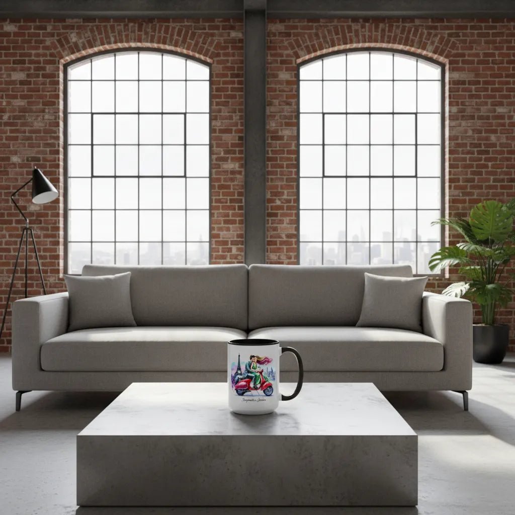 "Parisian Escape" Custom Couple Mug - Romantic Vespa Ride by the Eiffel Tower - MOMIMA