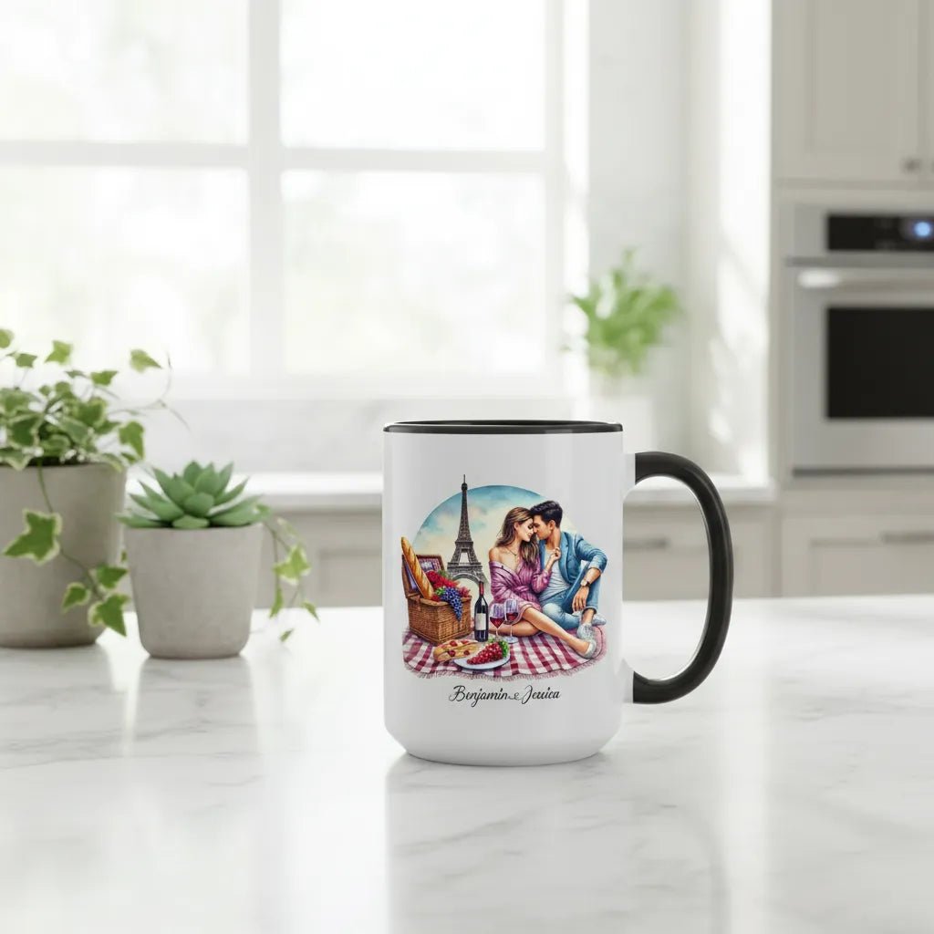 "Parisian Picnic" Custom Couple Mug - A Romantic Date Under The Eiffel Tower - MOMIMA