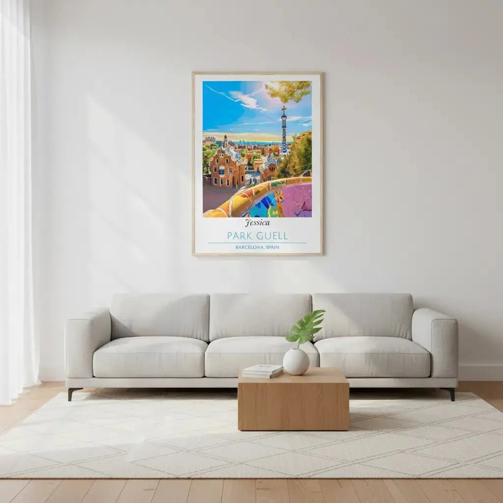 Park Guell Barcelona Poster - Personalized Custom Name Print - MOMIMA