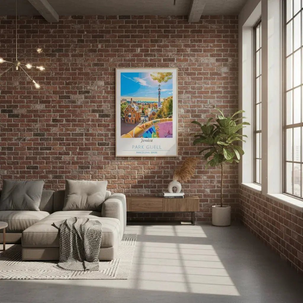 Park Guell Barcelona Poster - Personalized Custom Name Print - MOMIMA