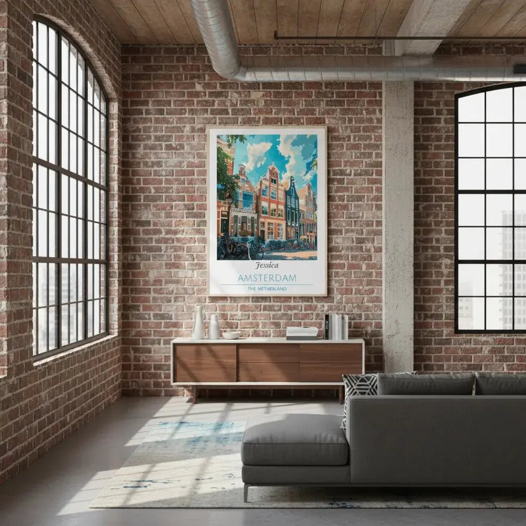 Personalized Amsterdam Travel Poster - Custom Name Netherlands Wall Art - MOMIMA