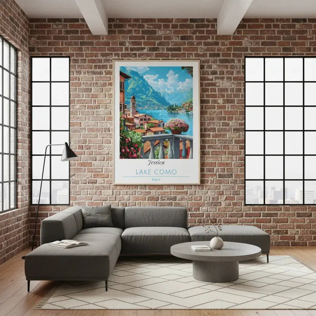 Personalized Lake Como Italy Poster - Romantic Custom Name Wall Art - MOMIMA