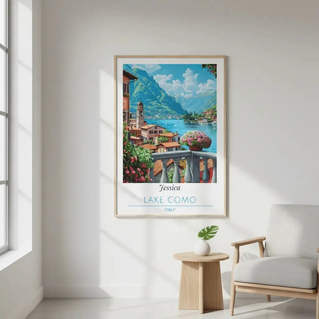 Personalized Lake Como Italy Poster - Romantic Custom Name Wall Art - MOMIMA