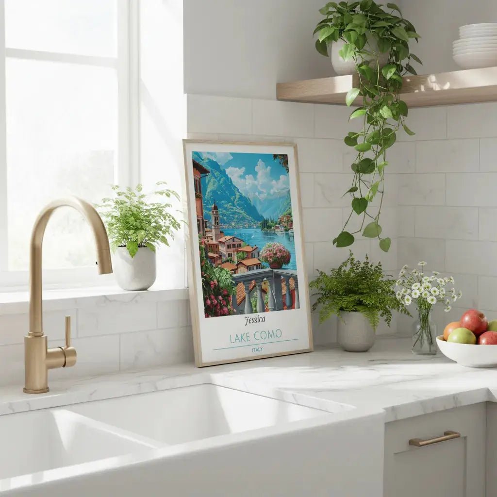Personalized Lake Como Italy Poster - Romantic Custom Name Wall Art - MOMIMA