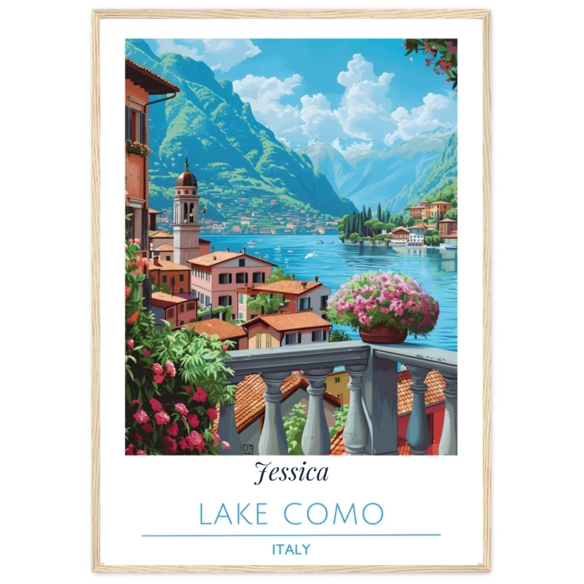 Personalized Lake Como Italy Poster - Romantic Custom Name Wall Art - MOMIMA