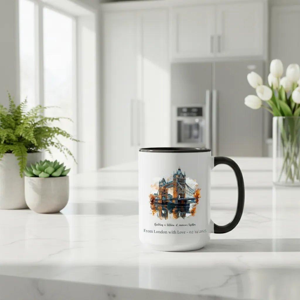 Personalized London Tower Bridge Watercolor Print - Custom Anniversary Gift  - Valentine's Day Decor 2025. - MOMIMA